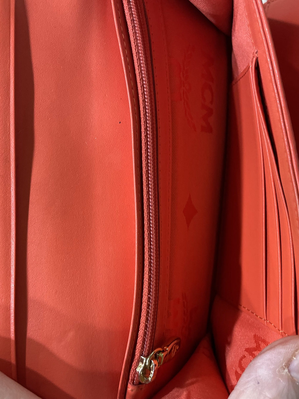 MCM Cognac Logo Stripe Continental Wallet - Pink Accent - Picture 9 of 9